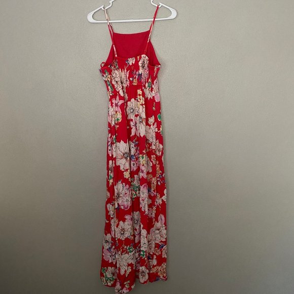 BAND OF GYPSIES Red Floral Halter Maxi Dress SZ M - Picture 3 of 4